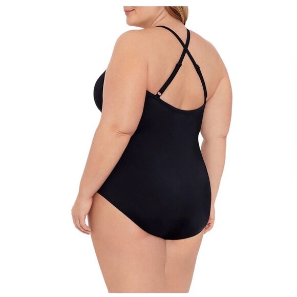 NWT Black Twist Knot One Piece Swimsuit 1X (16/18) - Picture 3 of 10